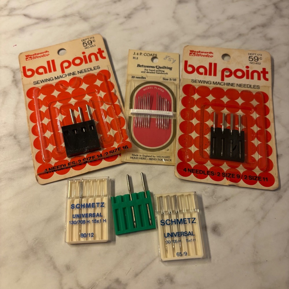 Vintage Sewing Needle Lot Woolworth Woolco Ball Point Schmetz J&P Coats Quilting